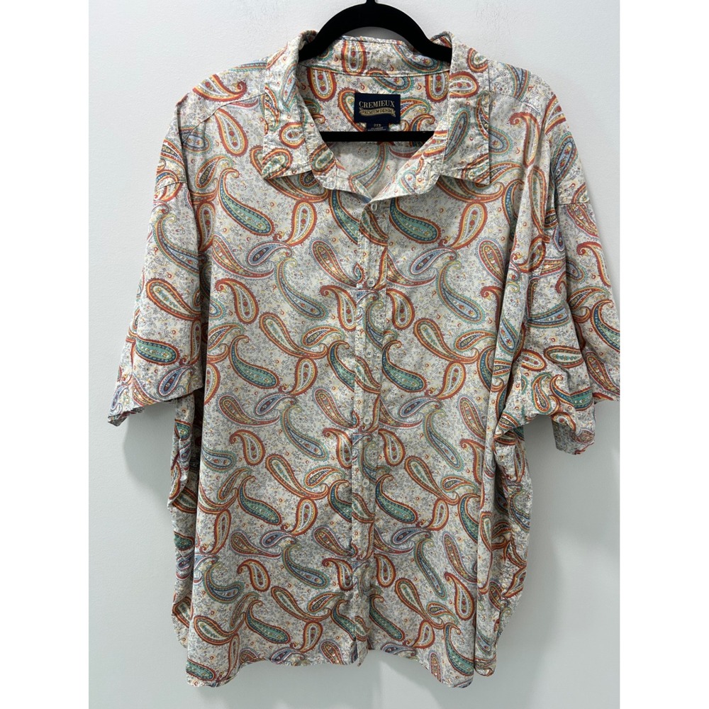 Cremieux Premium Denim Mens 2XB Paisley Short Sleeve Button Down Shirt Multi